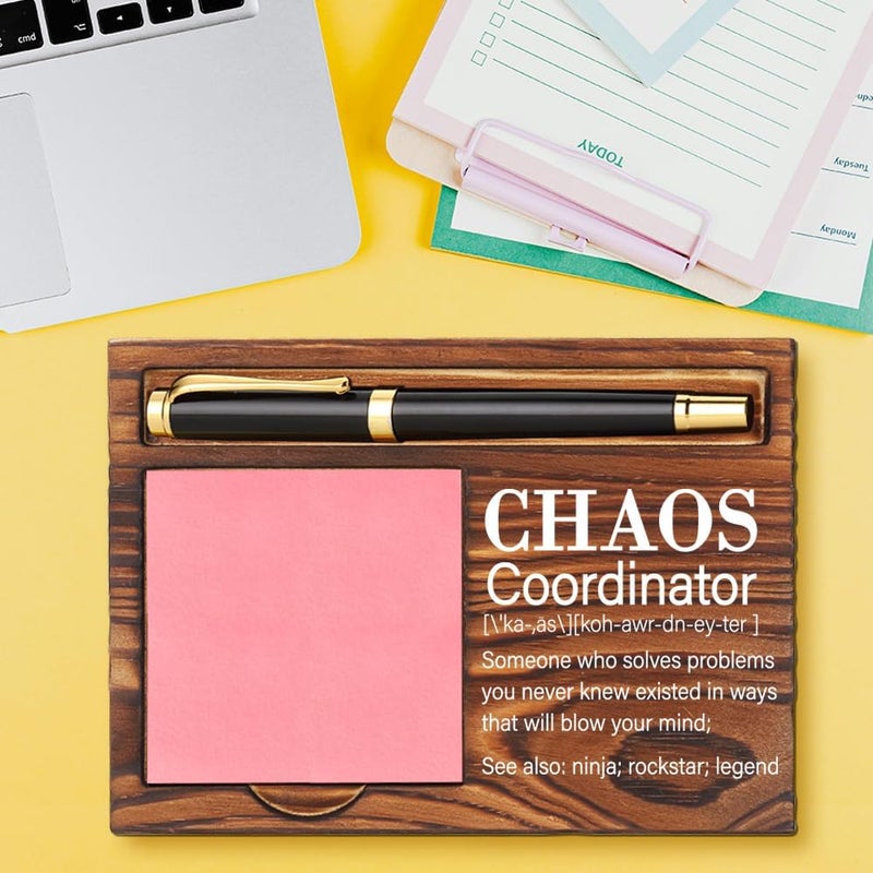 CWGOTC Chaos Coordinator Sticky Note Holder, Funny Desk Gift for Office Manager, Mom, Coworker, Boss, Admin Assistant, Wooden Organizer with Job Humor Quote YCB153 - Image 2
